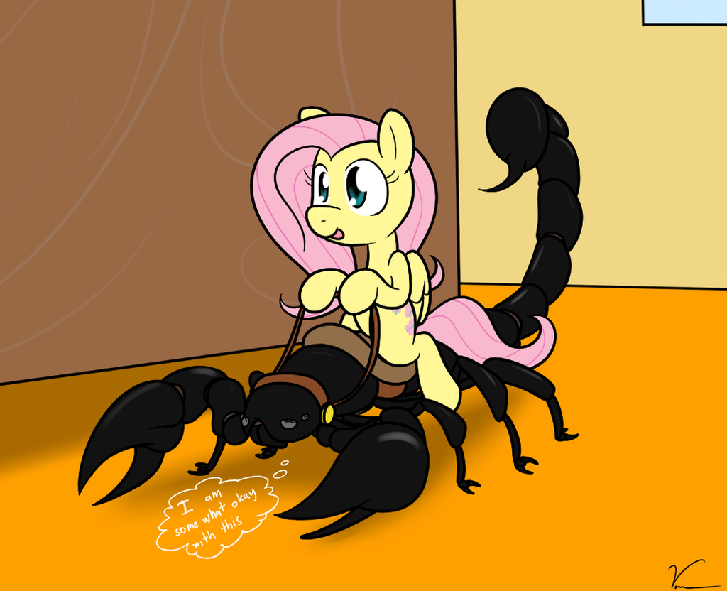 tiny_fluttershy_scorpion_rider_by_theore