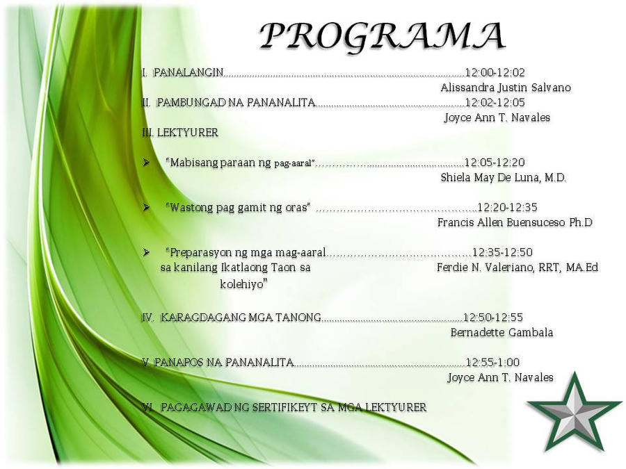 Sample Programs For An Event