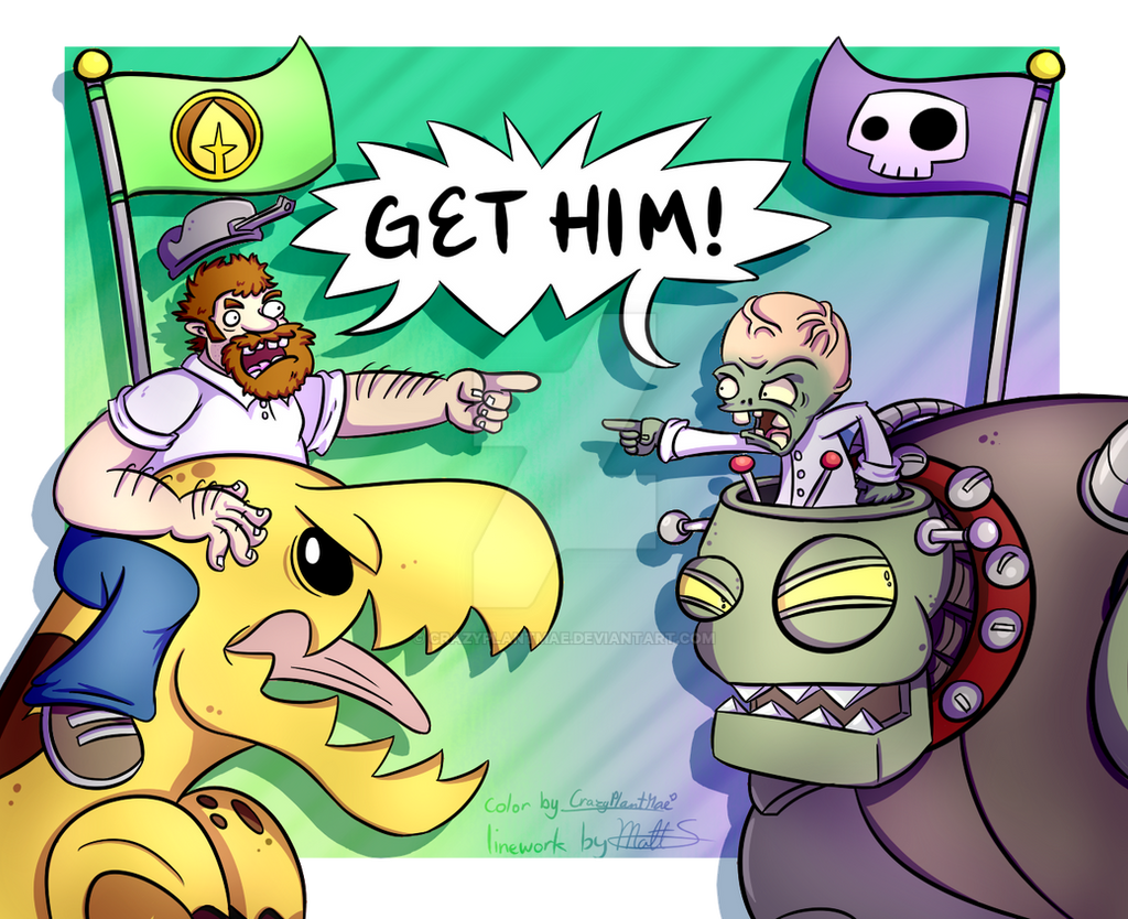Crazy Dave vs. Dr. Zomboss (Art Collab) by CrazyPlantMae 